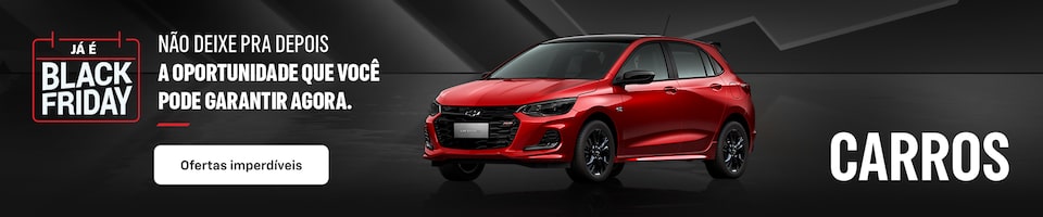 Carros vermelho exibido em um fundo preto com o texto Já é Black Friday e uma mensagem incentivando sobre oportunidades imperdível agora.