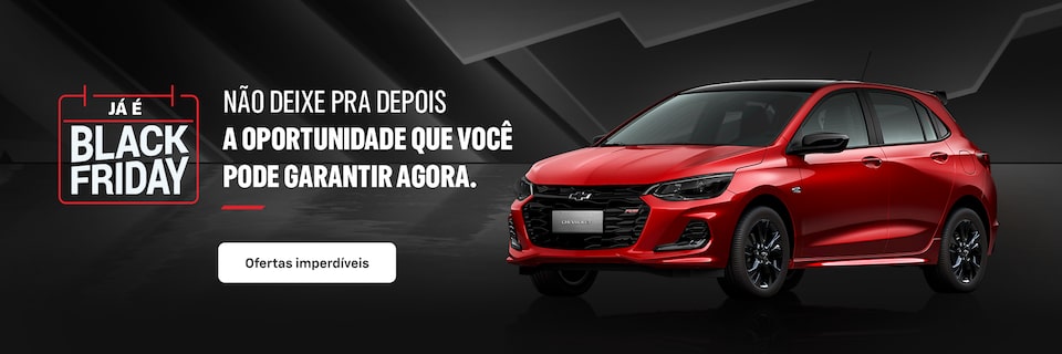 Carros vermelho exibido em um fundo preto com o texto Já é Black Friday e uma mensagem incentivando sobre oportunidades imperdível agora.