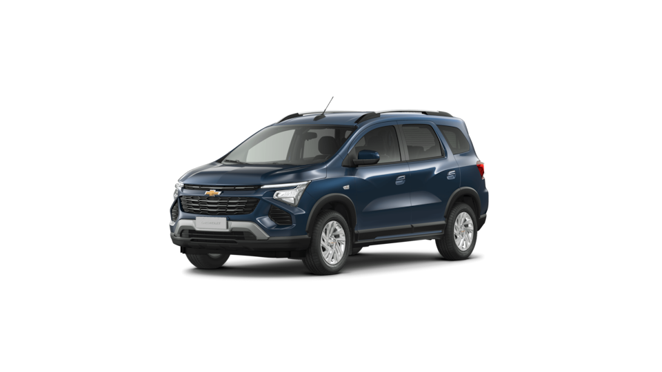 Imagem frontal do novo Chevrolet Spin, versão LTZ, na cor Azul Boreal.