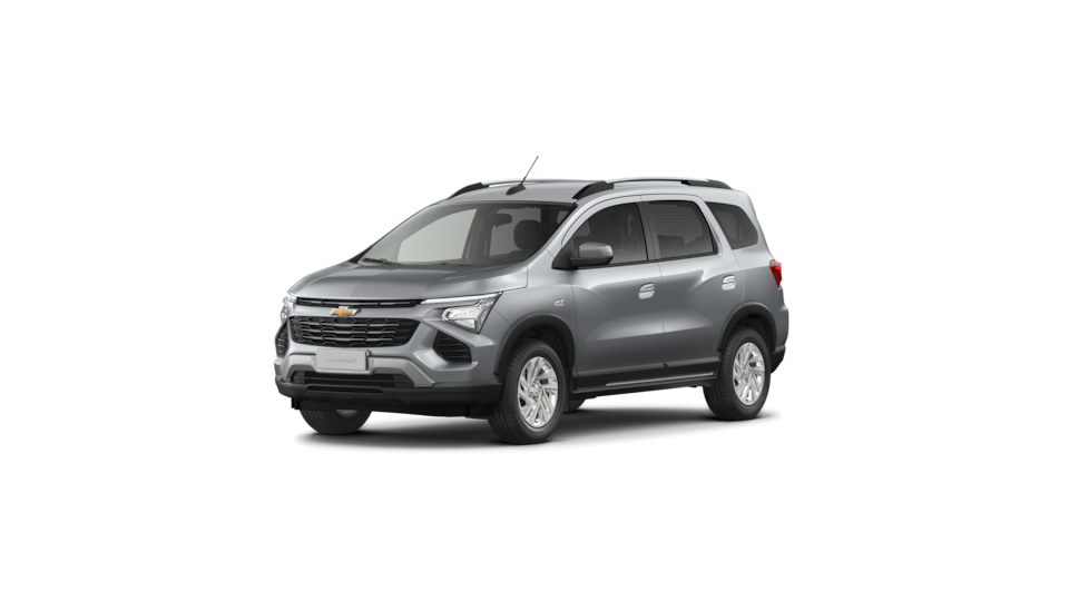 Imagem frontal do novo Chevrolet Spin, versão LTZ, na cor Prata Shark.