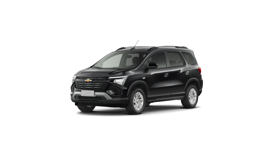 Imagem frontal do novo Chevrolet Spin, versão LTZ, na cor Preto Ouro Negro.