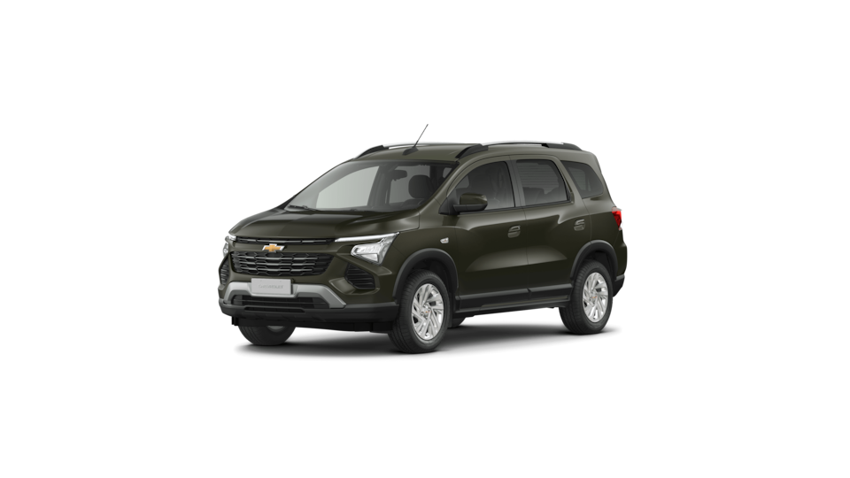 Imagem frontal do novo Chevrolet Spin, versão LTZ, na cor Verde Safari.