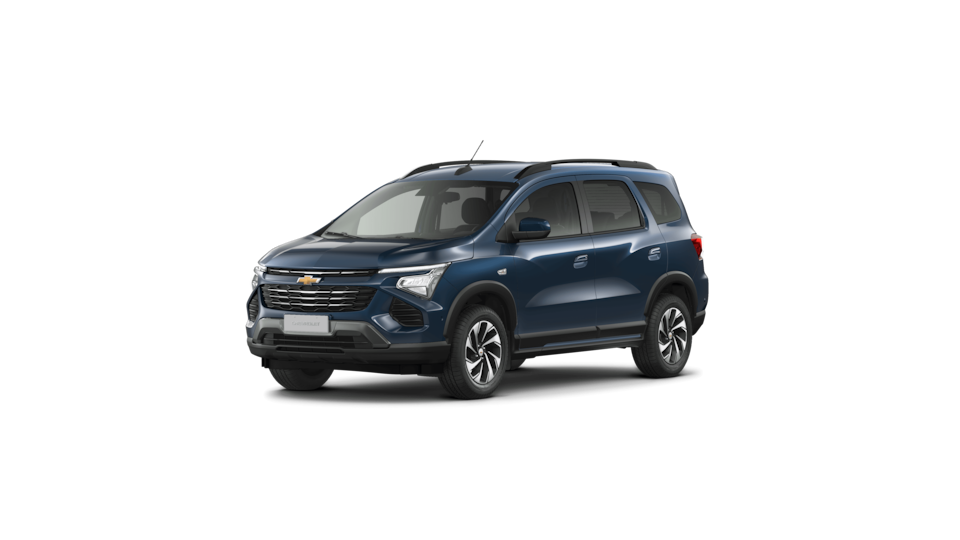 Imagem frontal do novo Chevrolet Spin, versão premier, na cor Azul Boreal.