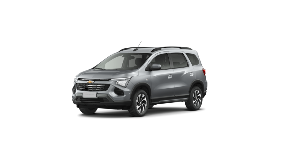 Imagem frontal do novo Chevrolet Spin, versão premier, na cor Prata Shark.