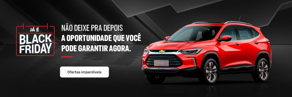 Carros vermelho exibido em um fundo preto com o texto Já é Black Friday e uma mensagem incentivando sobre oportunidades imperdível agora.