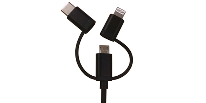 Cabo 3 em 1 (lightning, USB-C, micro USB) na cor preta para Trailblazer
