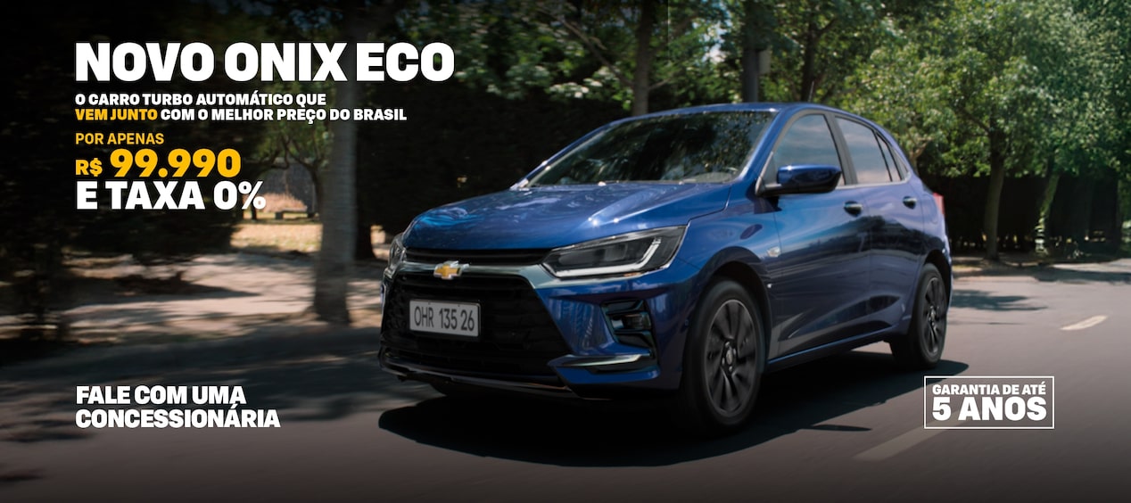 Novo Chevrolet Onix Eco turbo automático por R$ 99.990, com taxa 0% e garantia de até 5 anos. Fale com uma concessionária.