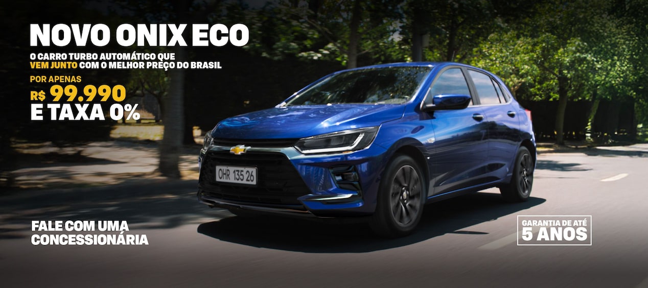 Novo Chevrolet Onix Eco turbo automático por R$ 99.990, com taxa 0% e garantia de até 5 anos. Fale com uma concessionária.