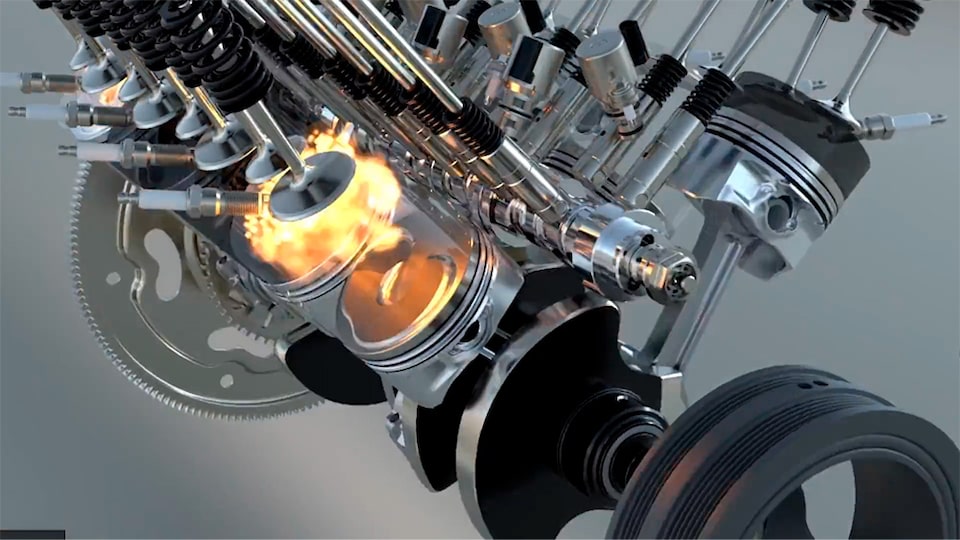 Imagem do motor V8 da nova Silverado com a tecnologia DMF.