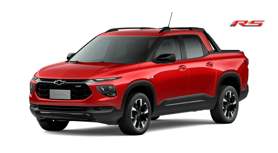 Imagem da nova Chevrolet Montana RS, vermelho chilli.