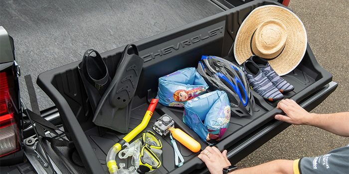 Bandeja organizadora de caçamba de 175 litros da nova S10