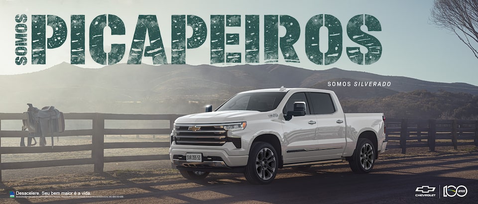Foto mostrando a Chevrolet Silverado 2025 na cor Branco Summit