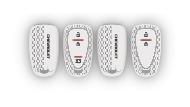 Capa de silicone para chave de presença, na cor branca, da linha de acessórios originais Chevrolet para o Chevrolet Onix Plus. 