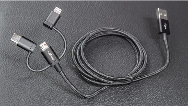 Cabo 3 em 1 (lightning; usb c; micro usb) preto do Equionx.