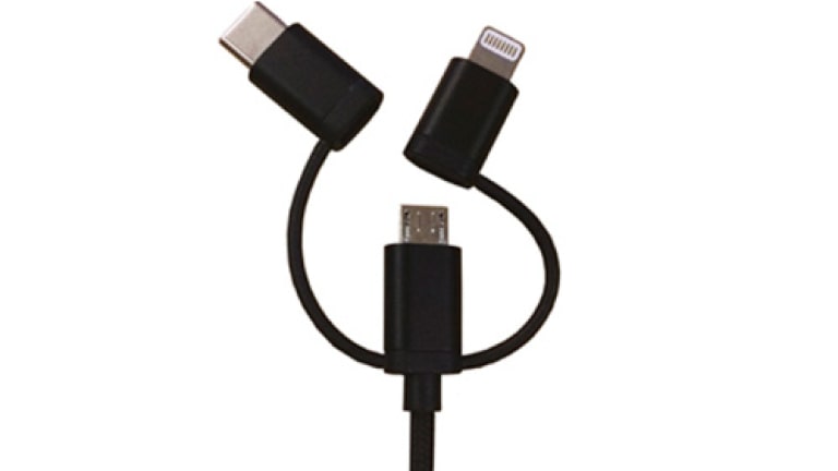 Cabo 3 em 1 (Lightning; USB-C; Micro USB) da linha de acessórios originais Chevrolet para o novo Spark EUV