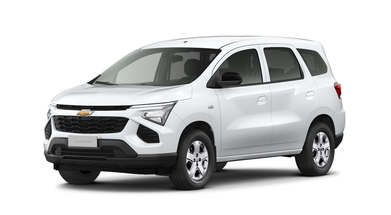 Imagem frontal do novo Chevrolet Spin, versão premier, na cor Branco Summit.