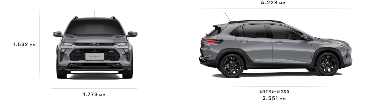 Dimensões frontais do Chevrolet Sonic 2027 com largura e altura.