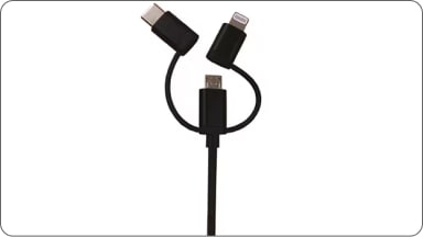 Cabo 3 em 1 preto da linha de acessórios originais Chevrolet para o Captiva EV.