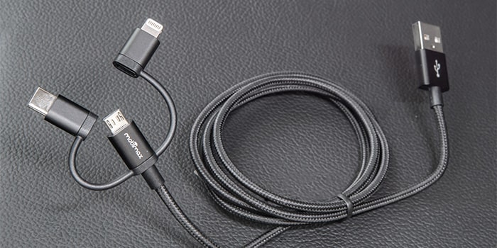 Cabo 3 em 1 (lightning; usb c; micro usb) preto do Equionx EV