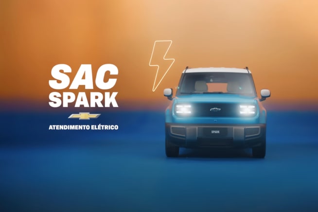 Banner da ação SAC Spark. À direita, CGI do Spark EUV na cor Azul Atlântico. À esqueda o título: SAC SPARK, atendimento elétrico.
