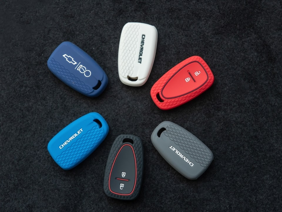Capa de silicone para chave com 2 botões da linha de acessórios originais Chevrolet para a picape Montana.