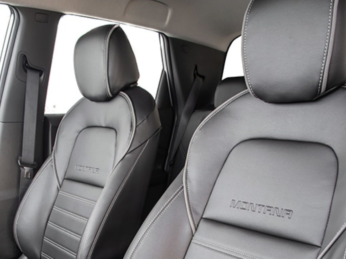 Revestimento premium para os bancos da linha de acessórios originais Chevrolet para a picape Montana.