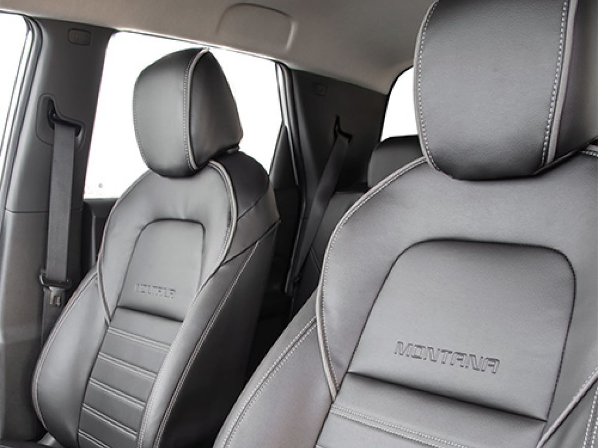 Revestimento premium para os bancos da linha de acessórios originais Chevrolet para a picape Montana.