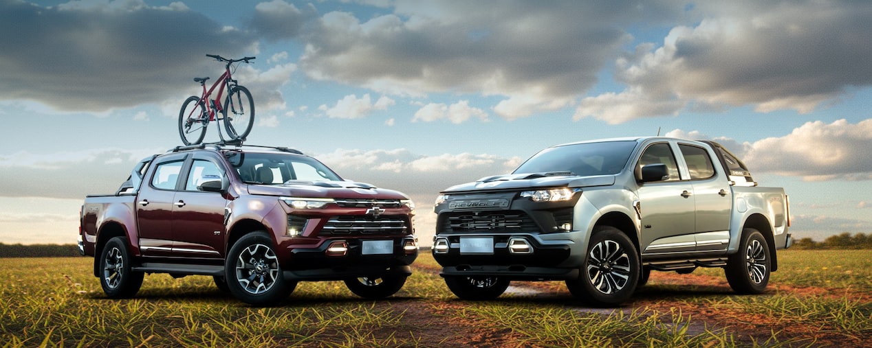 Banner versão desk de pacotes com foto ambientada; acessórios Chevrolet S10.