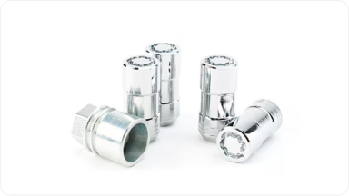 Imagem de cinco travas de rodas.