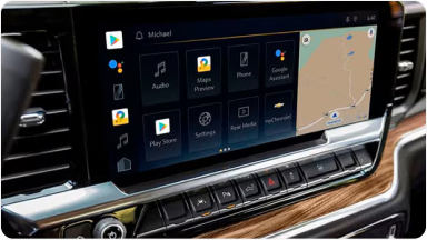 Imagem mostrando o acessório \"película para MyLink\", a central multimídia da picape Silverado. 