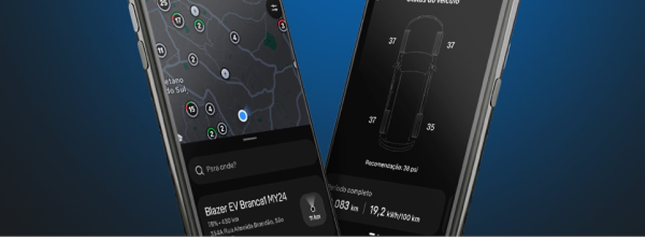 Aplicativo myChevrolet com recursos para autonomia e recarga de veículo elétrico Chevrolet EV.