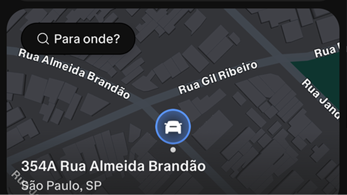 Mapa exibindo localização em tempo real de veículo Chevrolet pelo OnStar.