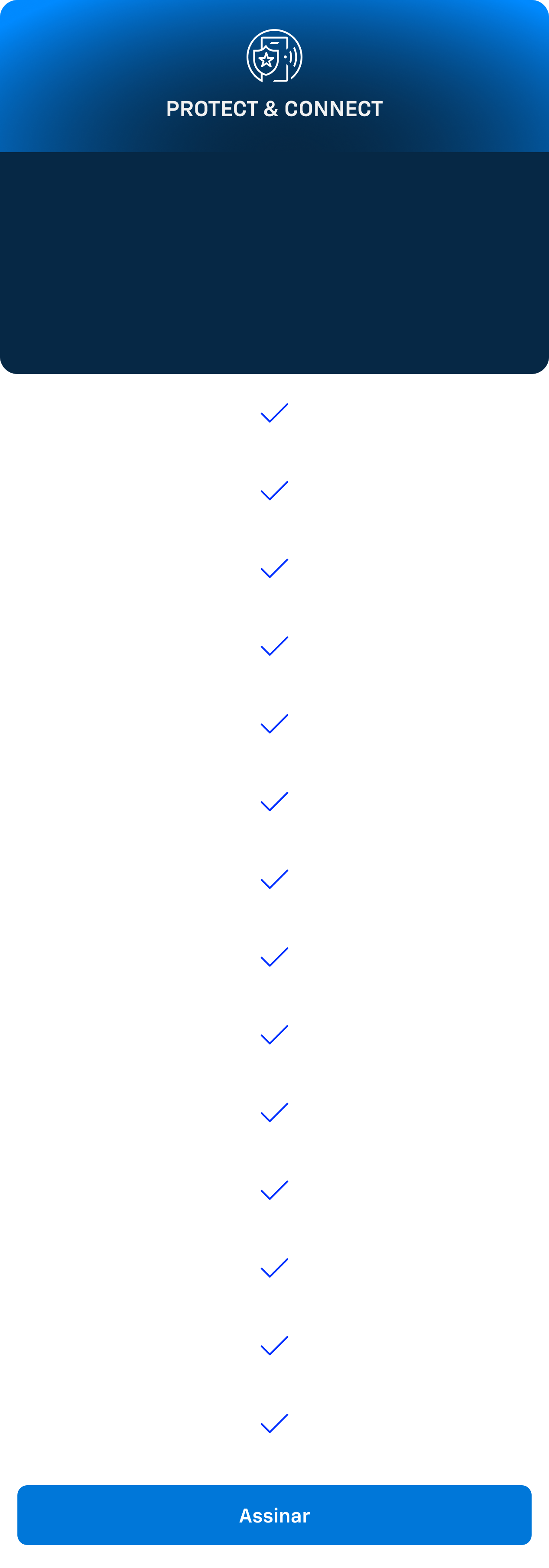 Card do plano Protect & Connect da Chevrolet OnStar. Assinatura mensal de R$149,90 ou anual de R$1.349 com 2 meses grátis.